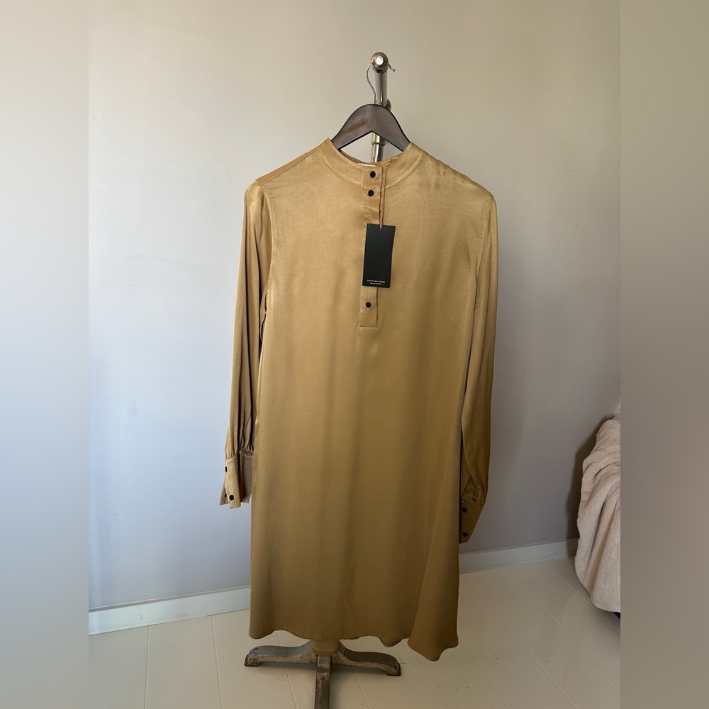 Scotch & Soda Elegant Tan Long Sleeve Dress